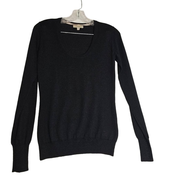 Burberry Black Scoopneck Long Sleeve Wool Pullover Sweater Small - Picture 3 of 11